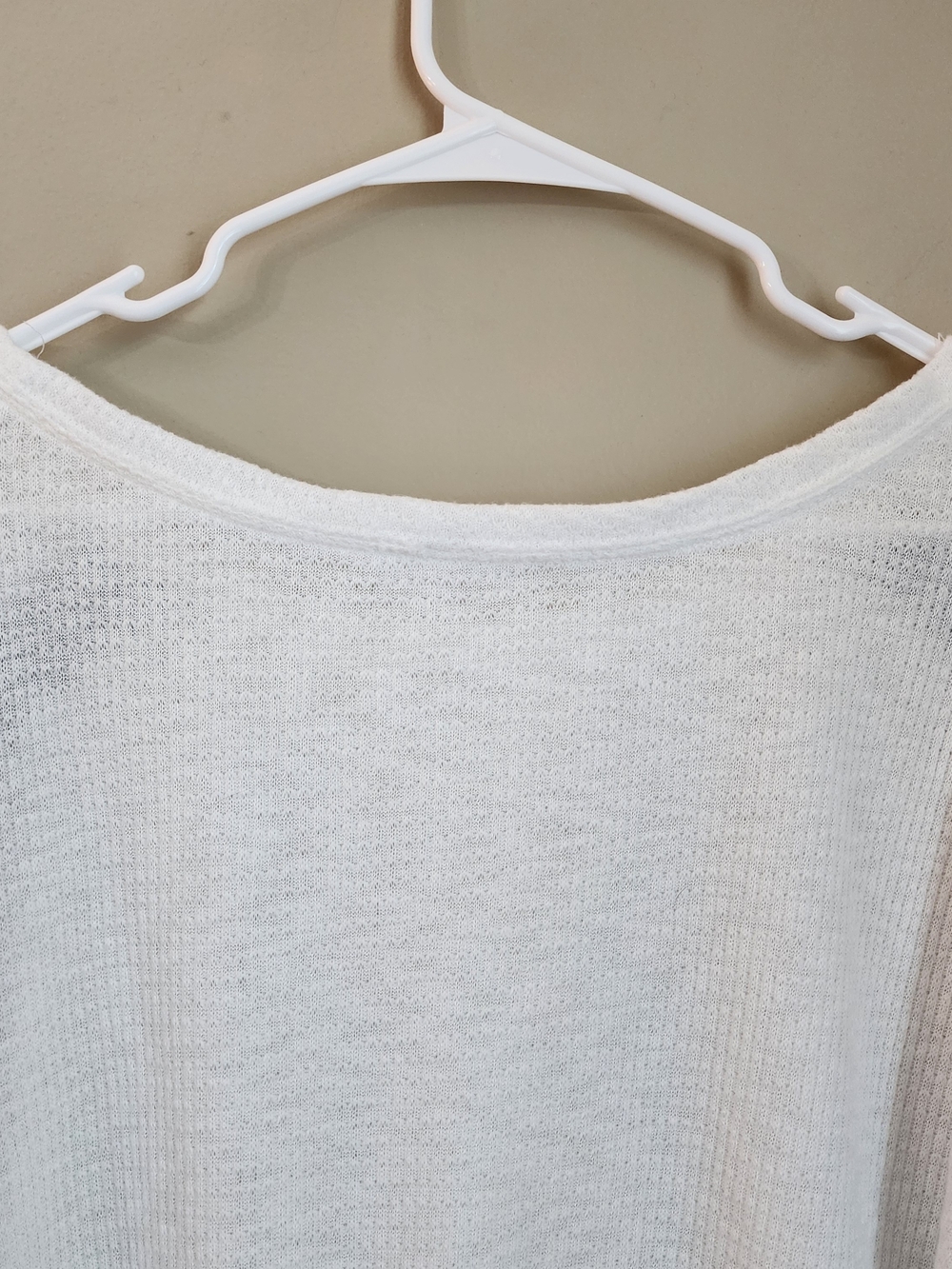 Free People White Waffle Pullover with Blue & Gold Patterned Balloon Sleeves - Picture 5 of 9
